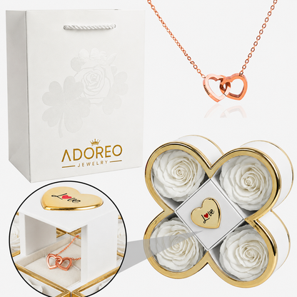 Signature-Rosenbox mit gravierter Halskette